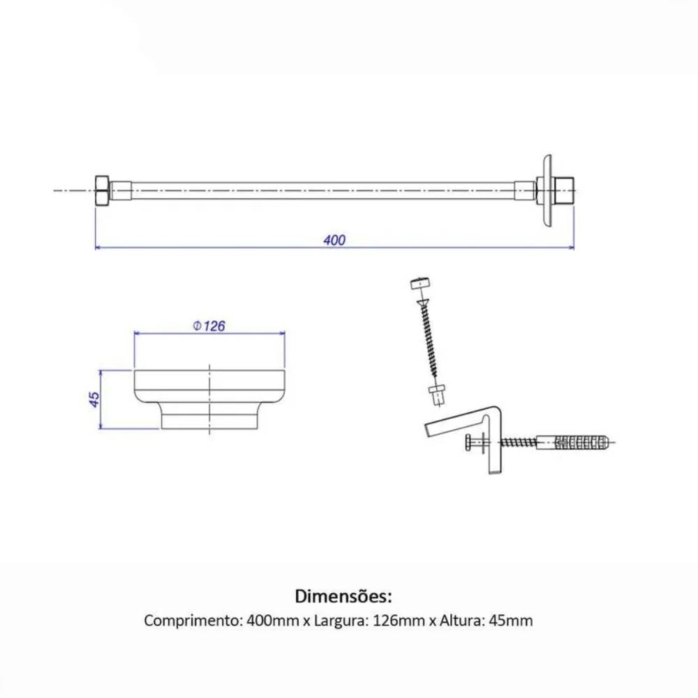 Kit de Instalação Deca p/ Bacia c/ Caixa Acoplada Fixação Lateral Cromado - 1201.C.KIT.PCD