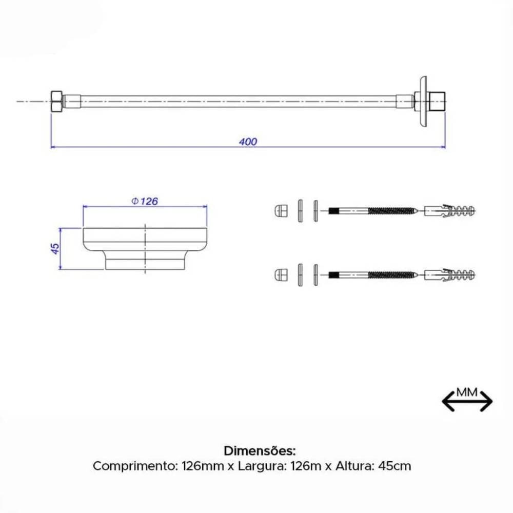 Kit de Instalação Deca p/ Bacia c/ Caixa Acoplada Fixação Vertical Cromado - 1200.C.KIT.PCD