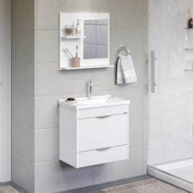 Kit Gabinete para Banheiro A.J.Rorato 55,4cm Roma Suspenso com Espelho e Pia Texturizado Branco - 528441