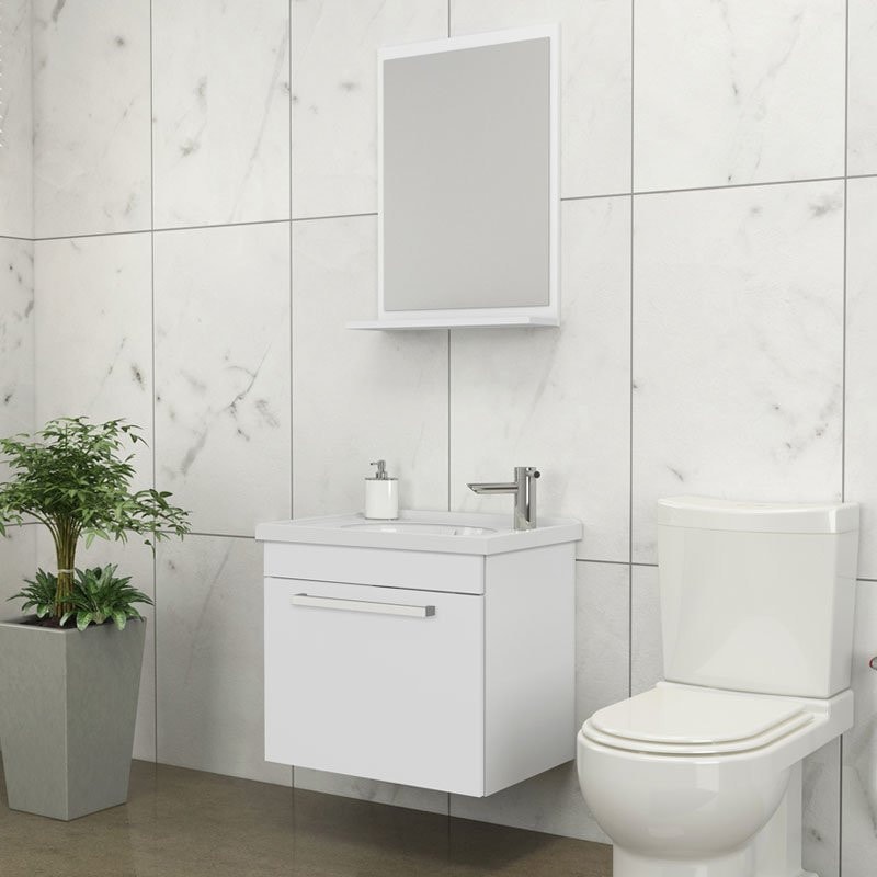 Kit Gabinete para Banheiro Cozimax Ágata 45cm Branco - 87230