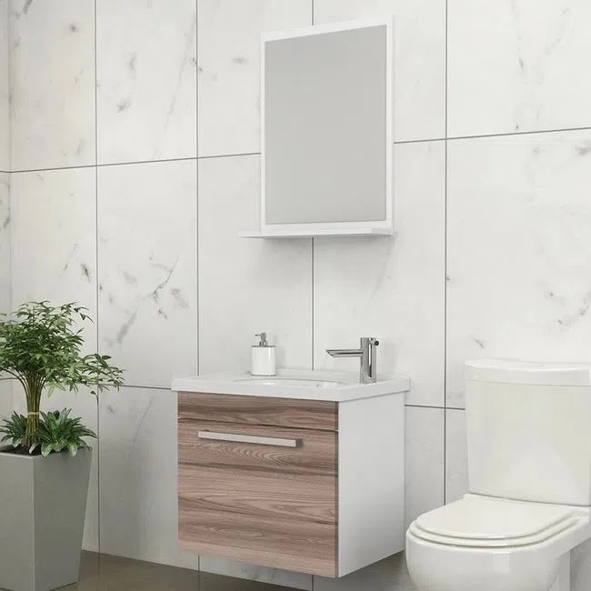 Kit Gabinete para Banheiro Cozimax Ágata 45cm Branco e Tamarindo - 88929