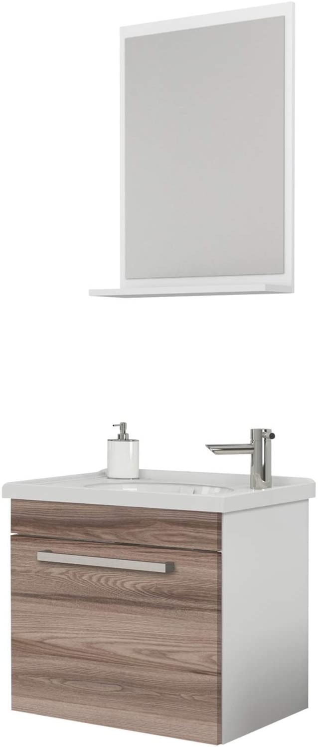 Kit Gabinete para Banheiro Cozimax Ágata 45cm Branco e Tamarindo - 88929