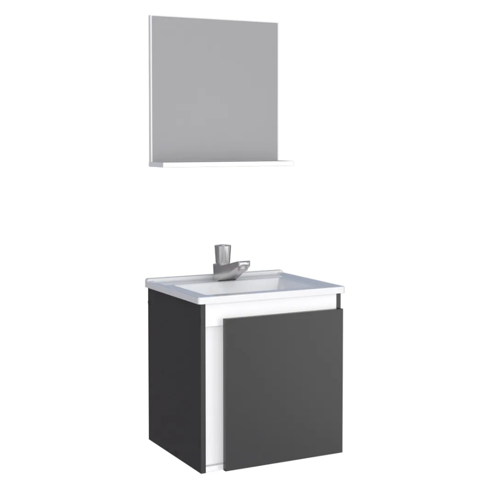 Kit Gabinete para Banheiro Cozimax Onix 40cm Preto - 101196