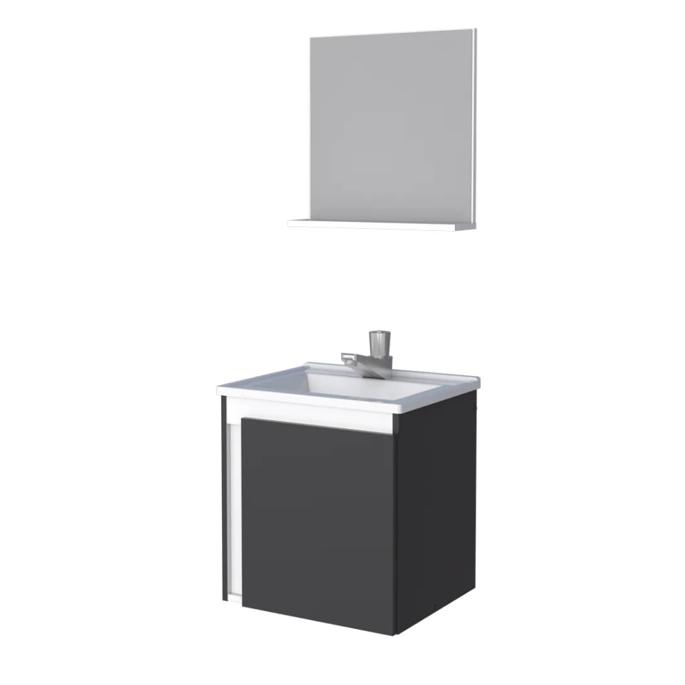 Kit Gabinete para Banheiro Cozimax Onix 40cm Preto - 101196