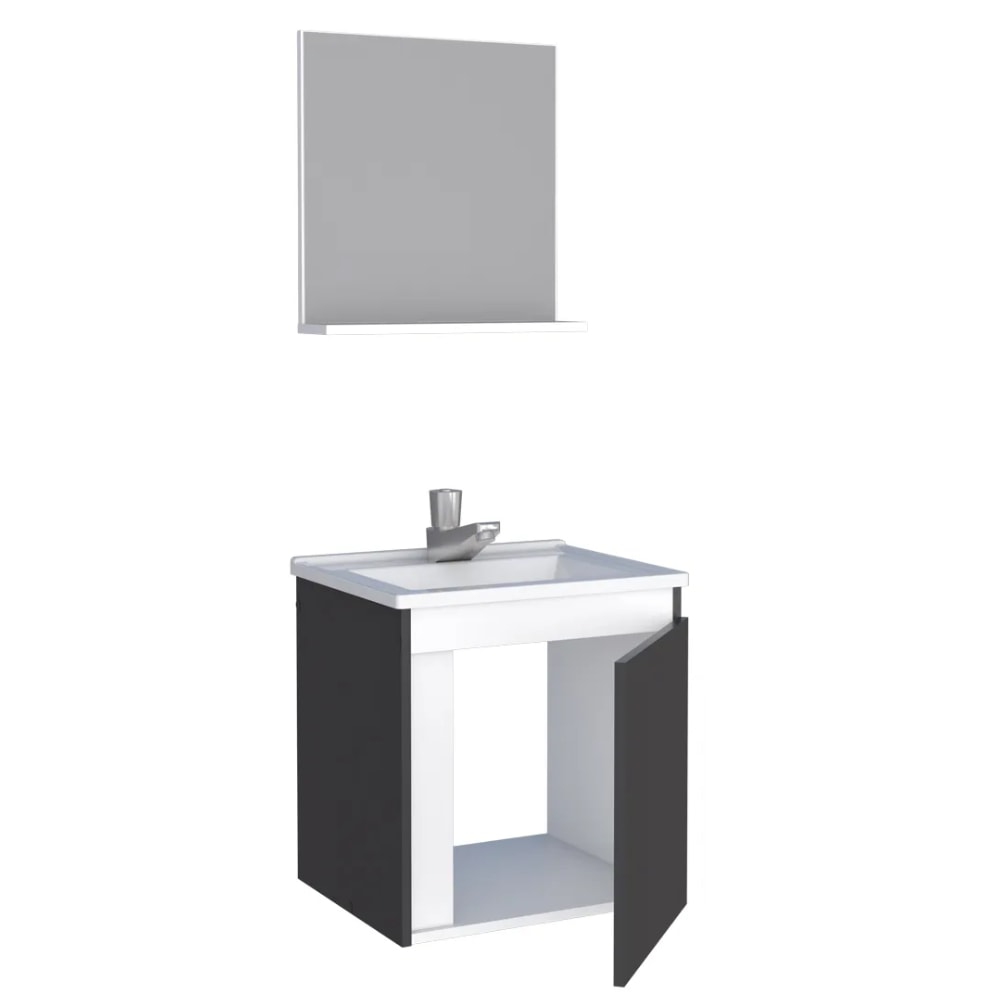 Kit Gabinete para Banheiro Cozimax Onix 40cm Preto - 101196
