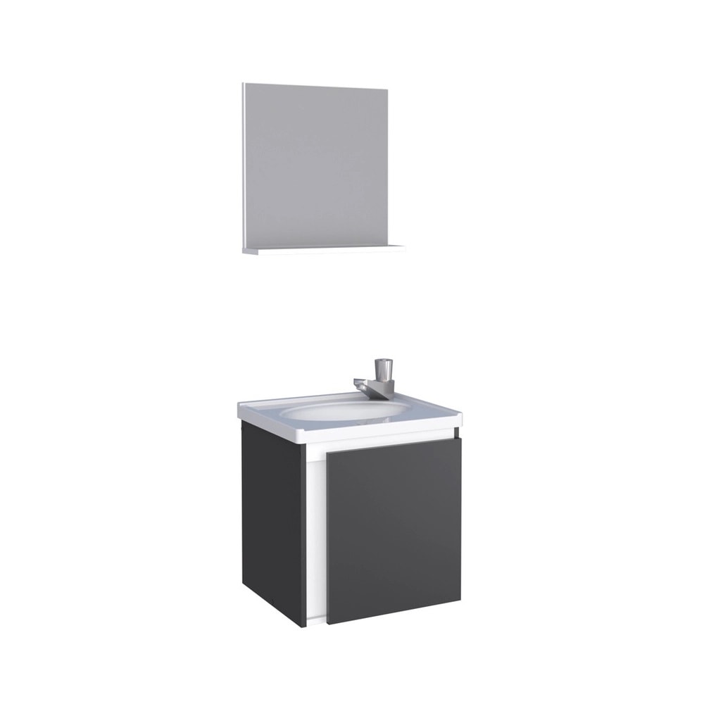 Kit Gabinete para Banheiro Cozimax Onix 40cm Preto - 101196