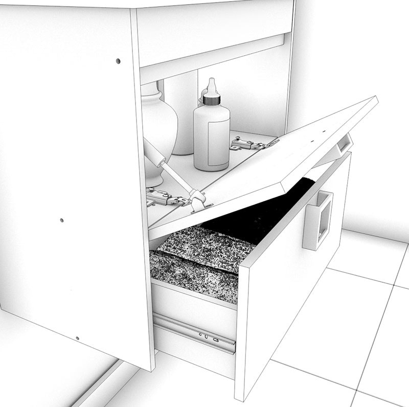 Kit Gabinete para Banheiro em MDF MGM Lírio 59cm Café e Branco - 9941.30