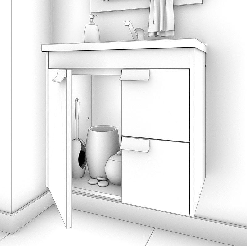 Kit Gabinete para Banheiro em MDF MGM Tulipa 59cm Café e Branco - 9940.30