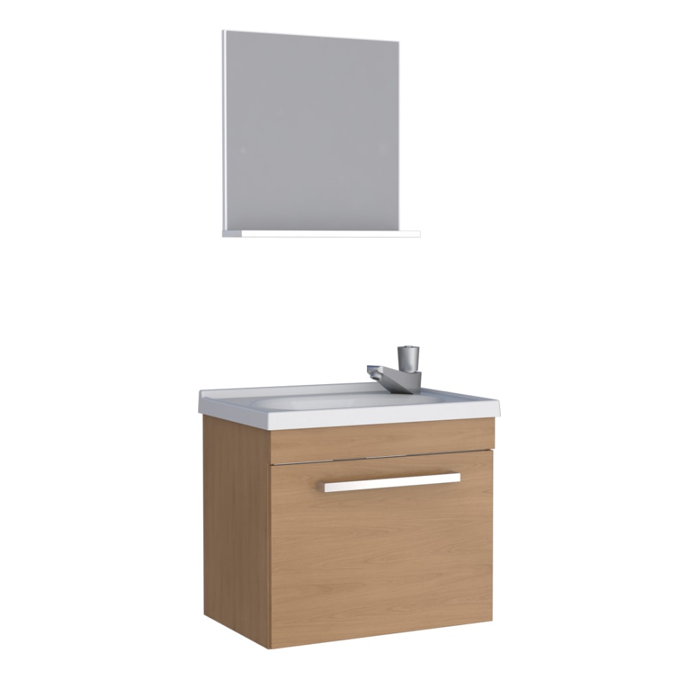 Kit Gabinete para Banheiro Espelheira e Lavatório Agata Cozimax Jequitibá 45cm - 102813