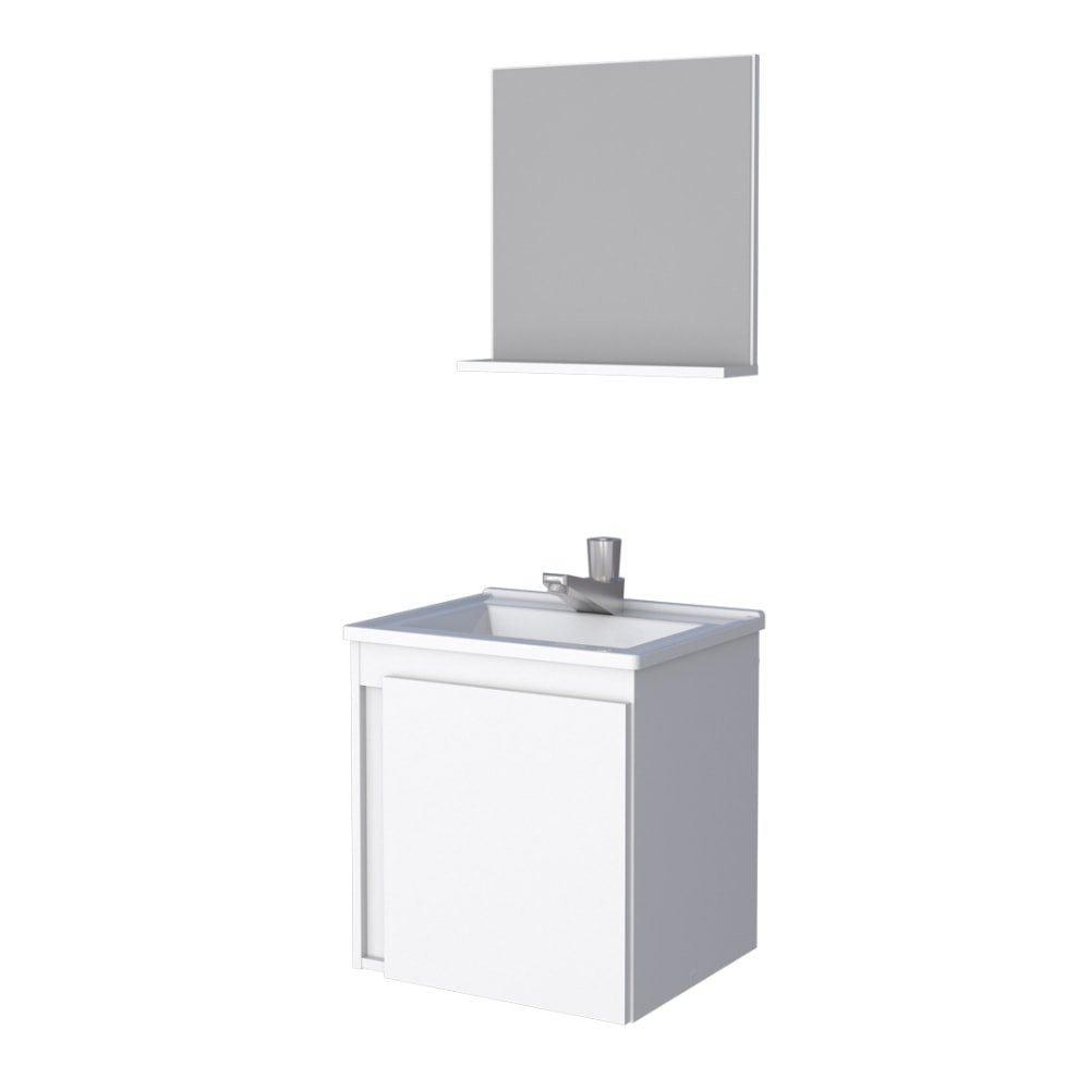 Kit Gabinete Para Banheiro Espelheira E Lavatório Ônix Cozimax Branco 40cm - 101268