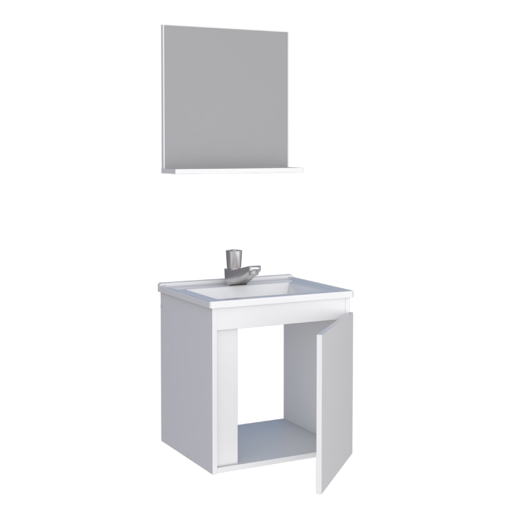 Kit Gabinete Para Banheiro Espelheira E Lavatório Ônix Cozimax Branco 40cm - 101268