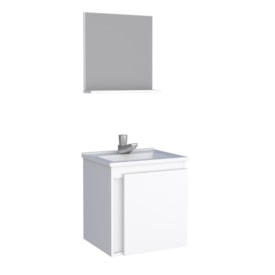 Kit Gabinete Para Banheiro Espelheira E Lavatório Ônix Cozimax Branco 40cm - 101268