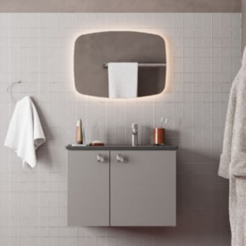 Kit Gabinete Para Banheiro Espelheira E Lavatório Taruma Cozimax Preto Fosco 60cm - 103463