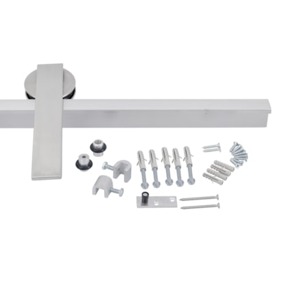 Kit Para 1 Porta De Correr De Madeira 2,00m Alumínio Escovado - Geris