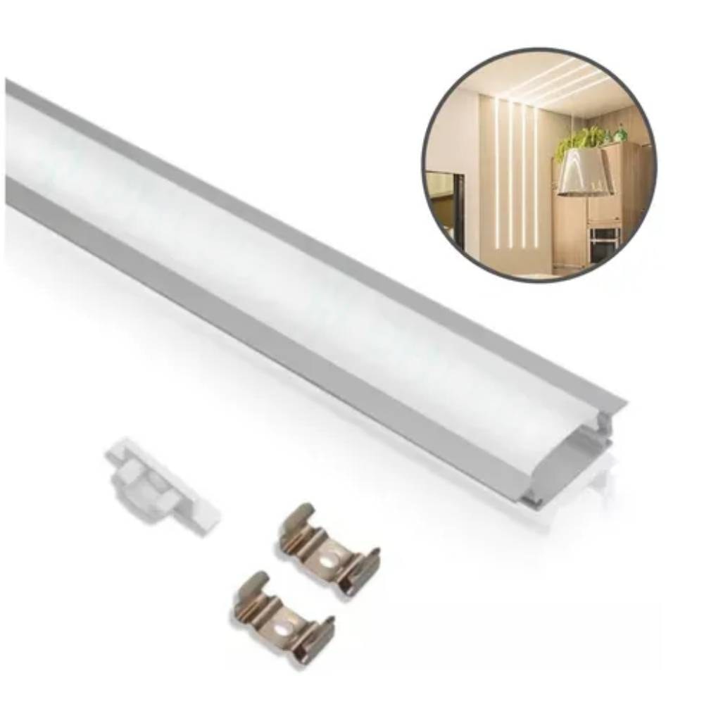 Kit Perfil Ars Embutir 36x12cm 2 Metros Branco - 364022