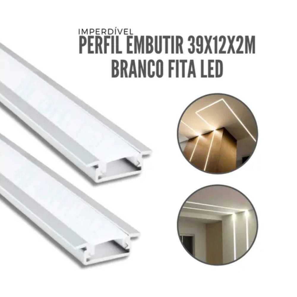 Kit Perfil Ars Embutir 36x12cm 2 Metros Branco - 364022