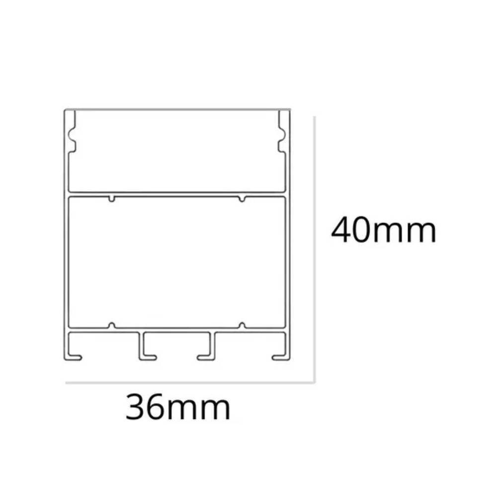 Kit Perfil Ars Sobrepor 36x40cm 2 Metros com Alojamento Preto - 364022