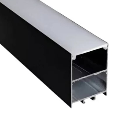 Kit Perfil Ars Sobrepor 36x40cm 2 Metros com Alojamento Preto - 364022