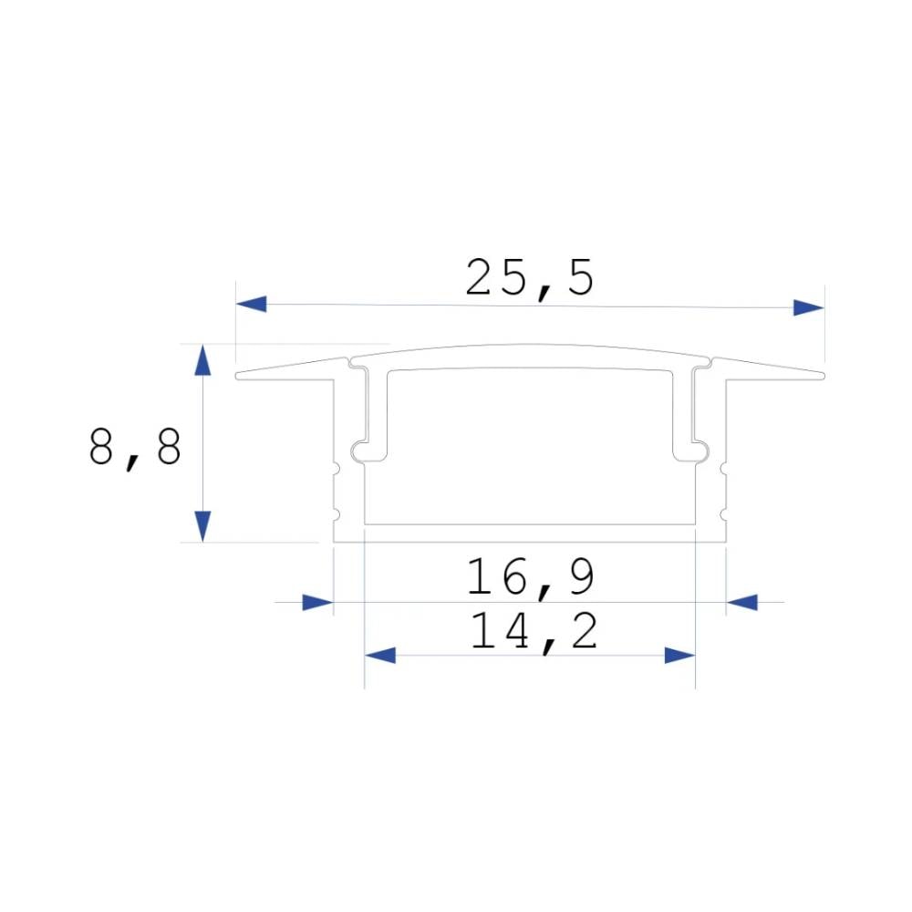 Kit Perfil LLUMM Embutir 25x8mm 2 Metros 15W 4000K Branco - PFF22C4K2MBC