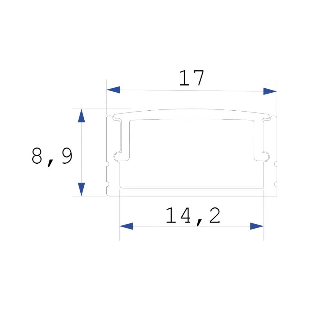 Kit Perfil LLUMM Sobrepor 17x88mm 2 Metros 15W 4000K Branco - PFF29B4K2MBC