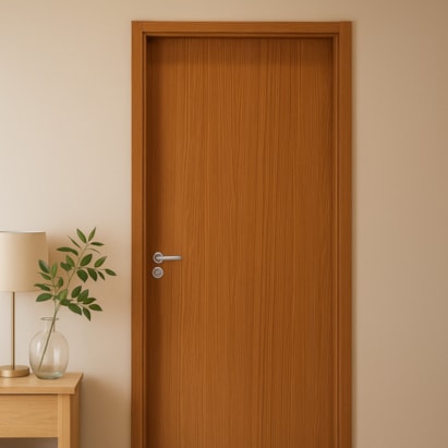 Kit Porta de Abrir MGM Melamínico Liso 215X074X12cm Abertura Direita Mogno - 23549