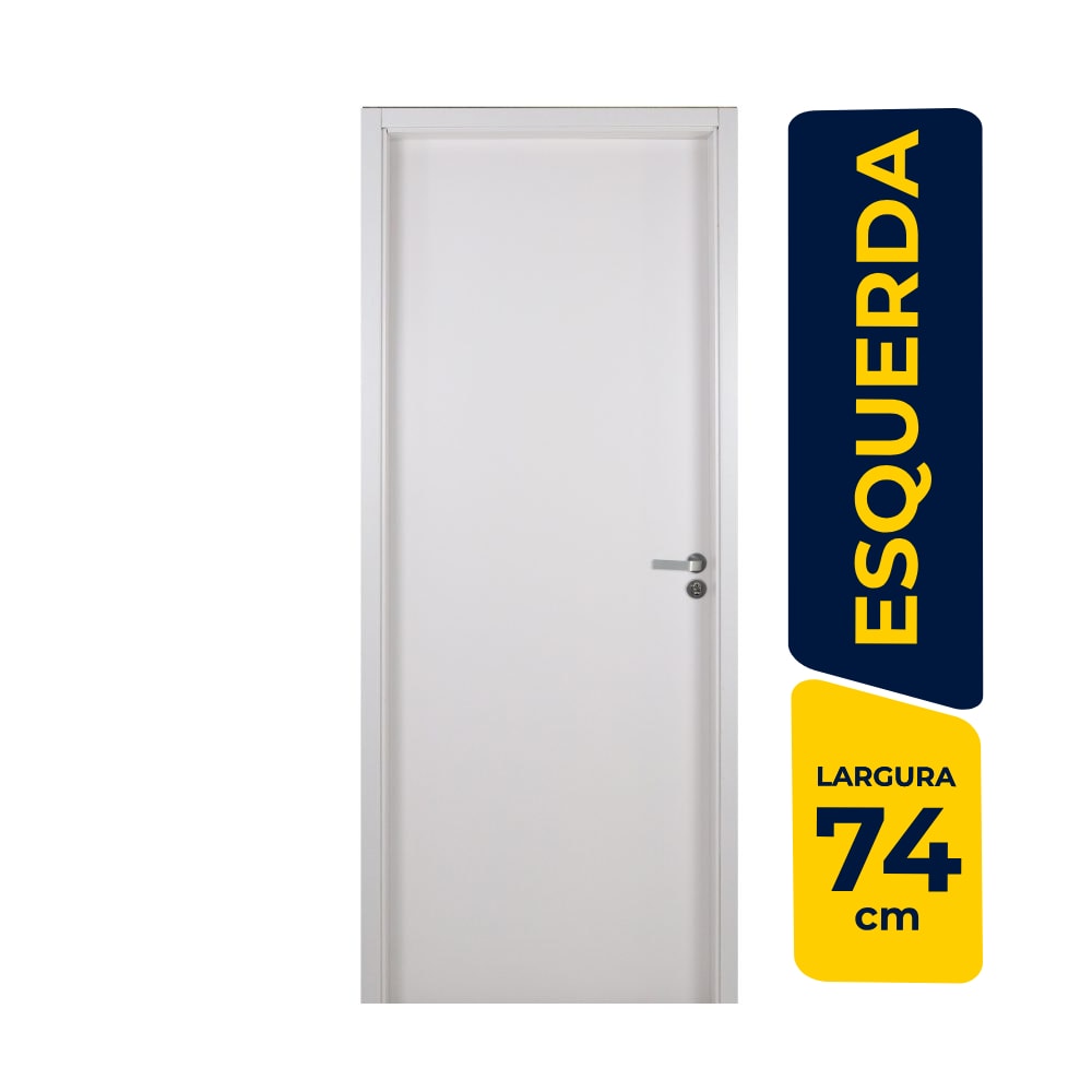 Kit Porta de Abrir MGM Melamínico Liso 215X074X12cm Abertura Esquerda Branco - 21113