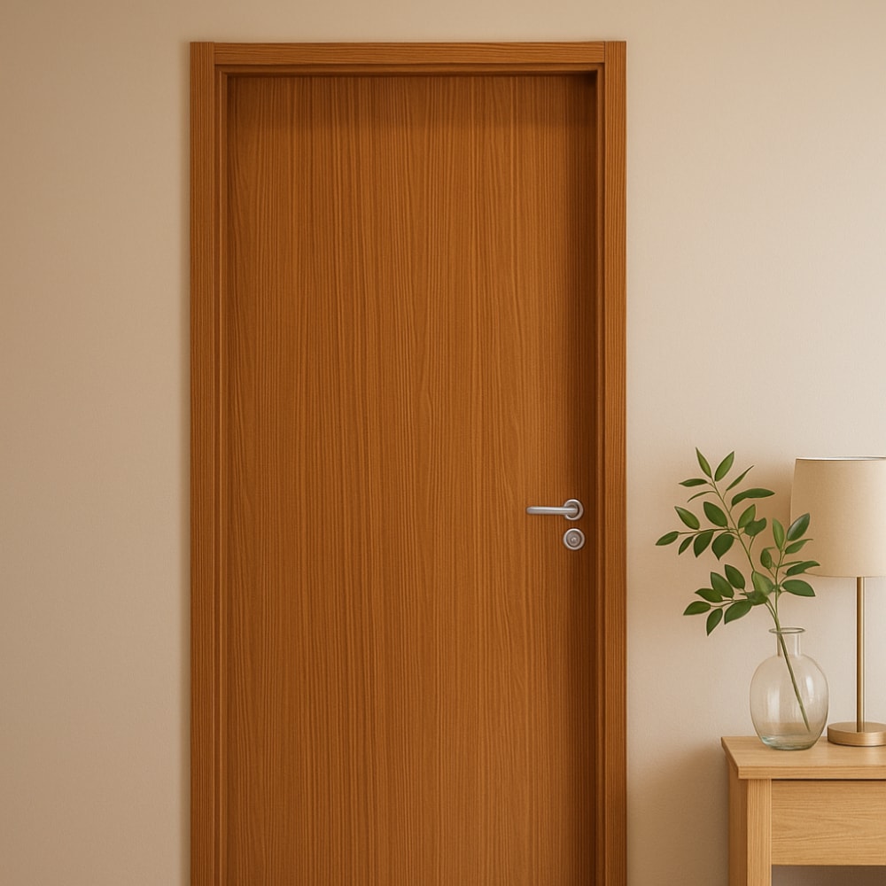 Kit Porta de Abrir MGM Melamínico Liso 215X074X12cm Abertura Esquerda Mogno - 23605