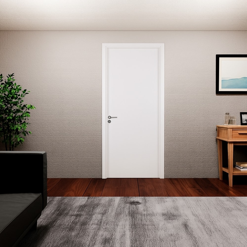 Kit Porta de Abrir MGM Melamínico Liso 215X084X12cm Abertura Direita Branco - 21100