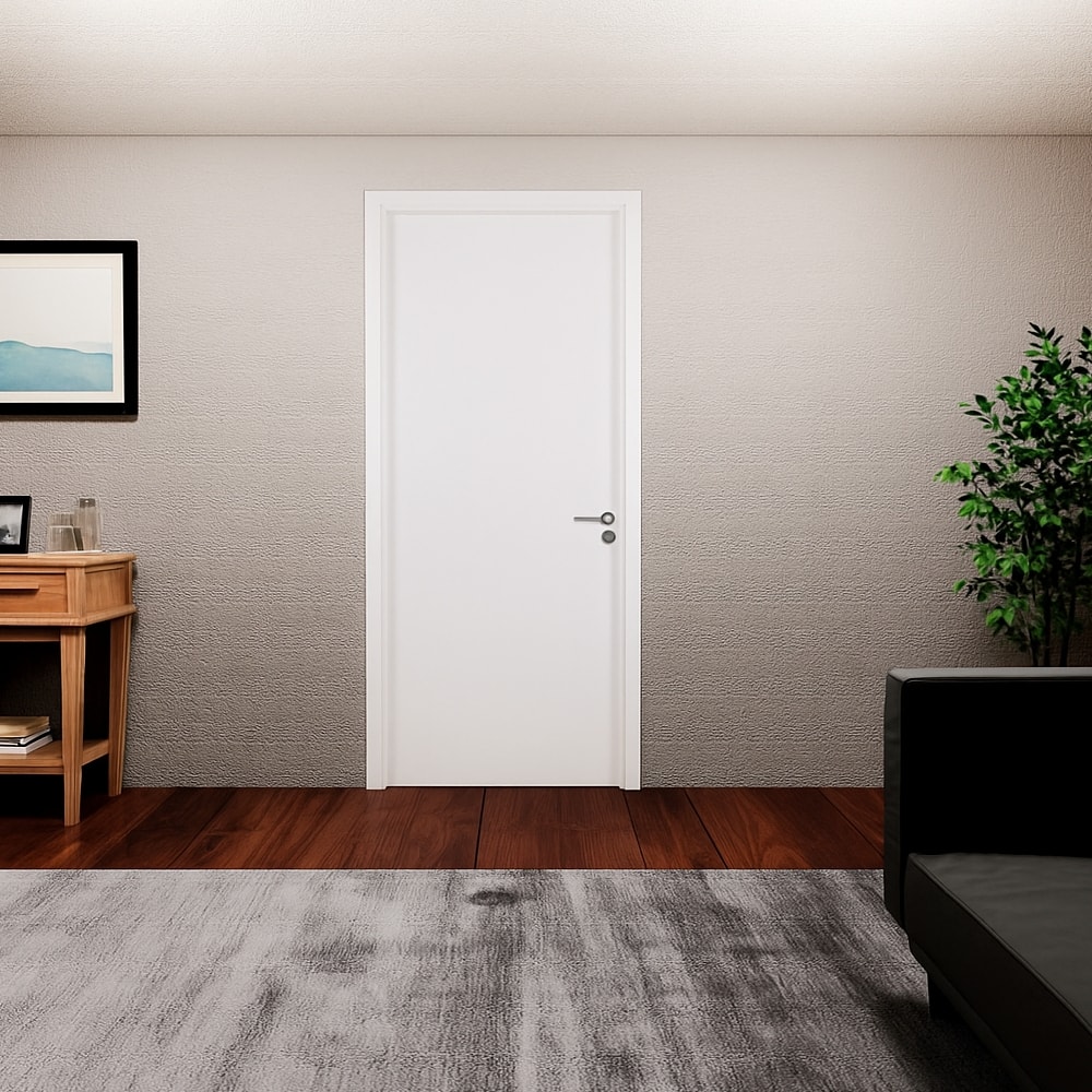 Kit Porta de Abrir MGM Melamínico Liso 215X084X12cm Abertura Esquerda Branco - 21120