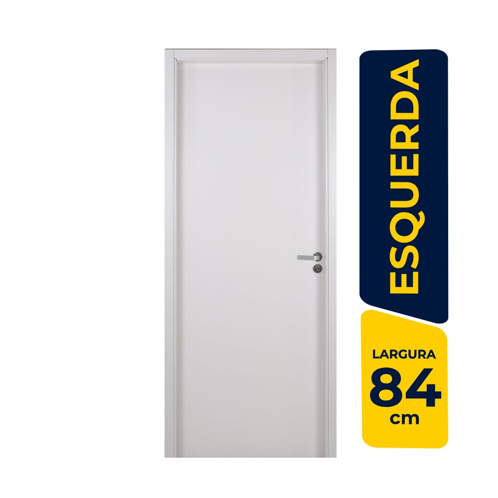 Kit Porta de Abrir MGM Melamínico Liso 215X084X12cm Abertura Esquerda Branco - 21120