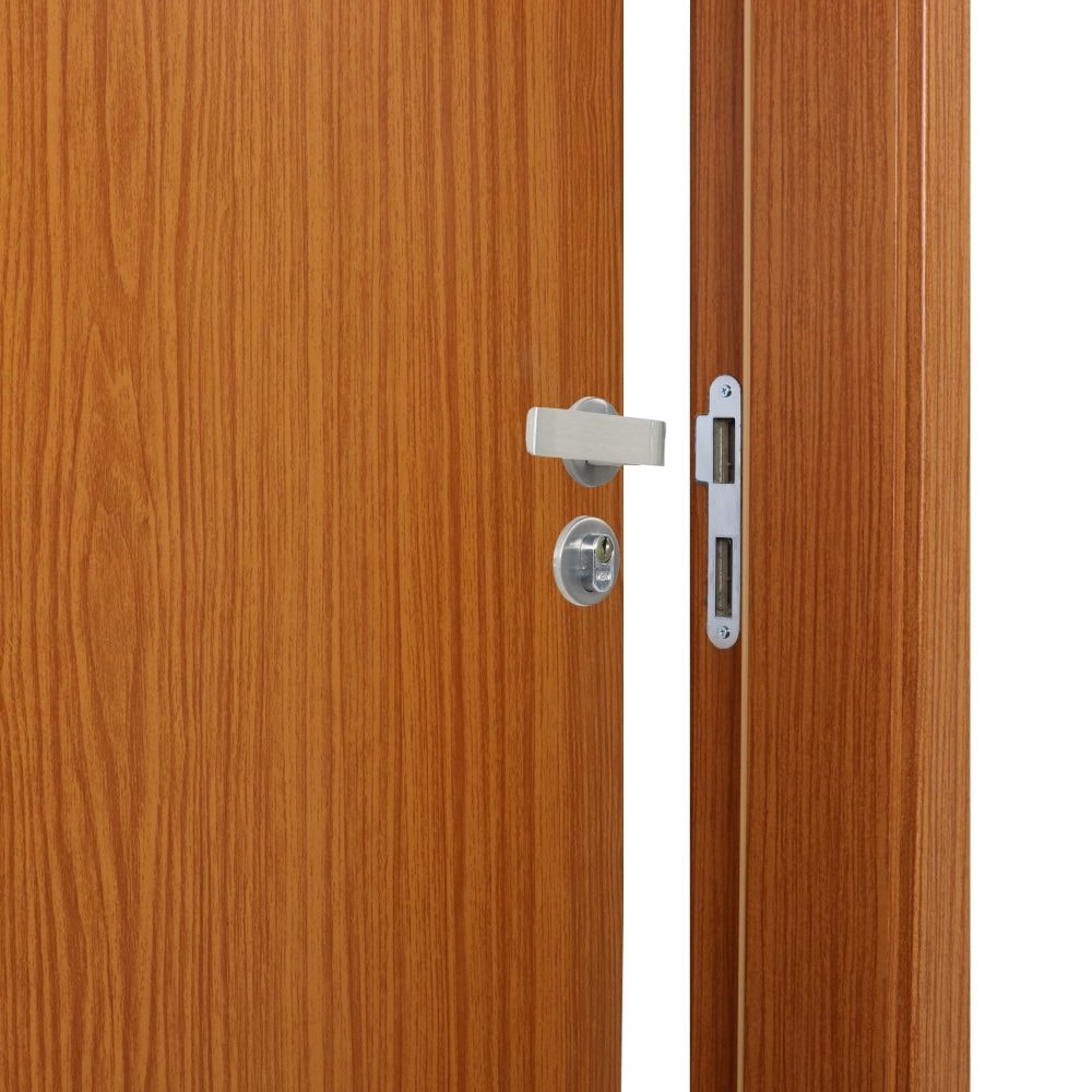 Kit Porta de Abrir MGM Melamínico Liso 215X084X12cm Abertura Esquerda Mogno - 23627