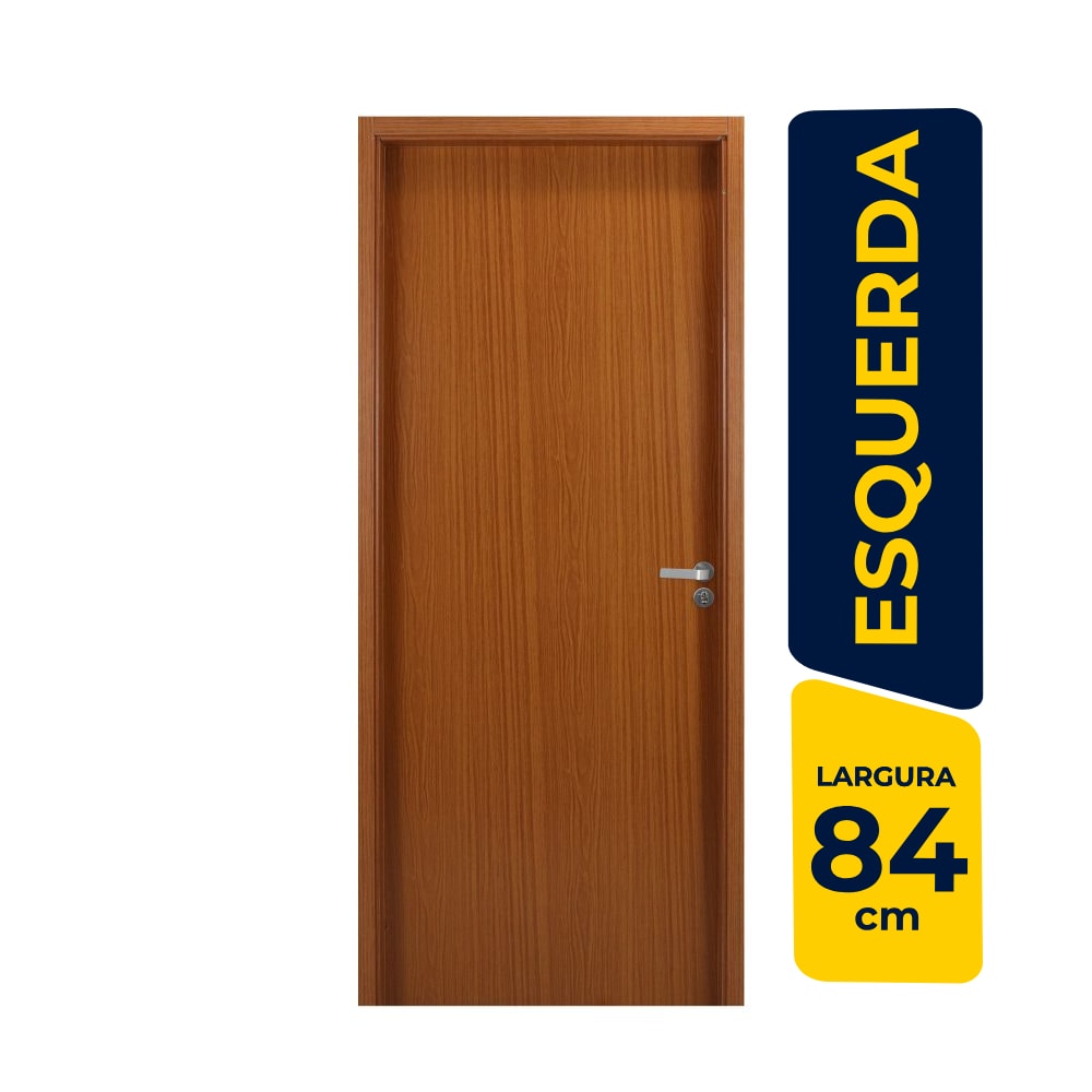 Kit Porta de Abrir MGM Melamínico Liso 215X084X12cm Abertura Esquerda Mogno - 23627