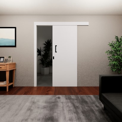 Kit Porta de Correr MGM Melamínica 215X080X06cm Abertura Direita Sobrepor Branco - 112464