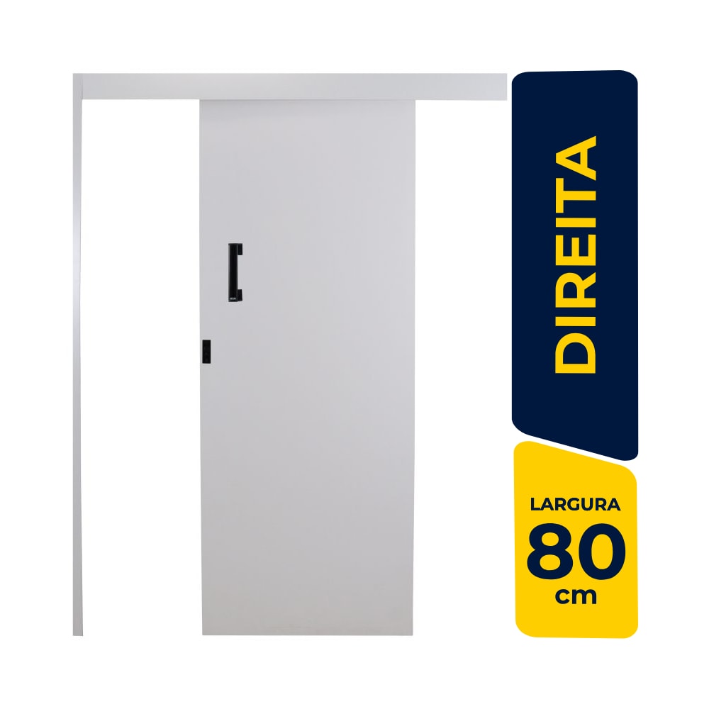 Kit Porta de Correr MGM Melamínica 215X080X06cm Abertura Direita Sobrepor Branco - 112464