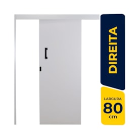 Kit Porta de Correr MGM Melamínica 215X080X06cm Abertura Direita Sobrepor Branco - 112464