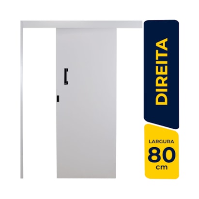 Kit Porta de Correr MGM Melamínica 215X080X06cm Abertura Direita Sobrepor Branco - 112464