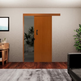 Kit Porta de Correr MGM Melamínica 215X080X06cm Abertura Direita Sobrepor Mogno - 93475