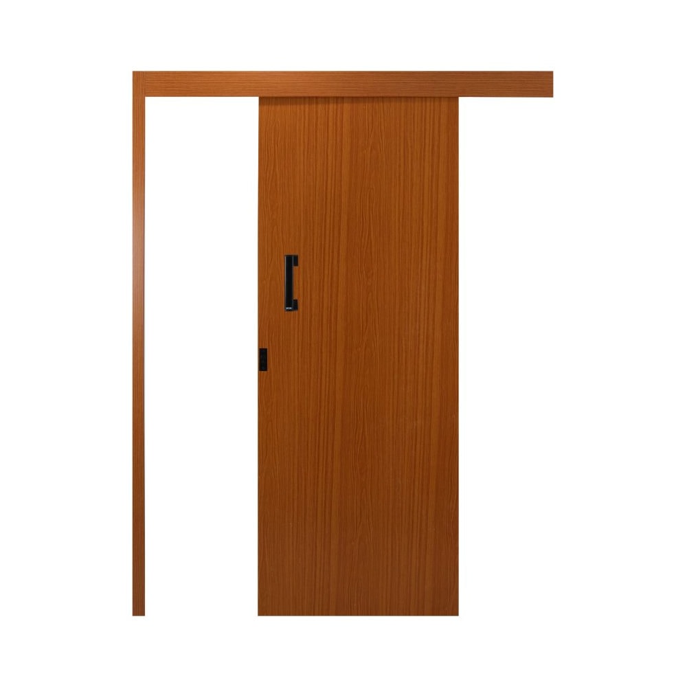 Kit Porta de Correr MGM Melamínica 215X080X06cm Abertura Direita Sobrepor Mogno - 93475