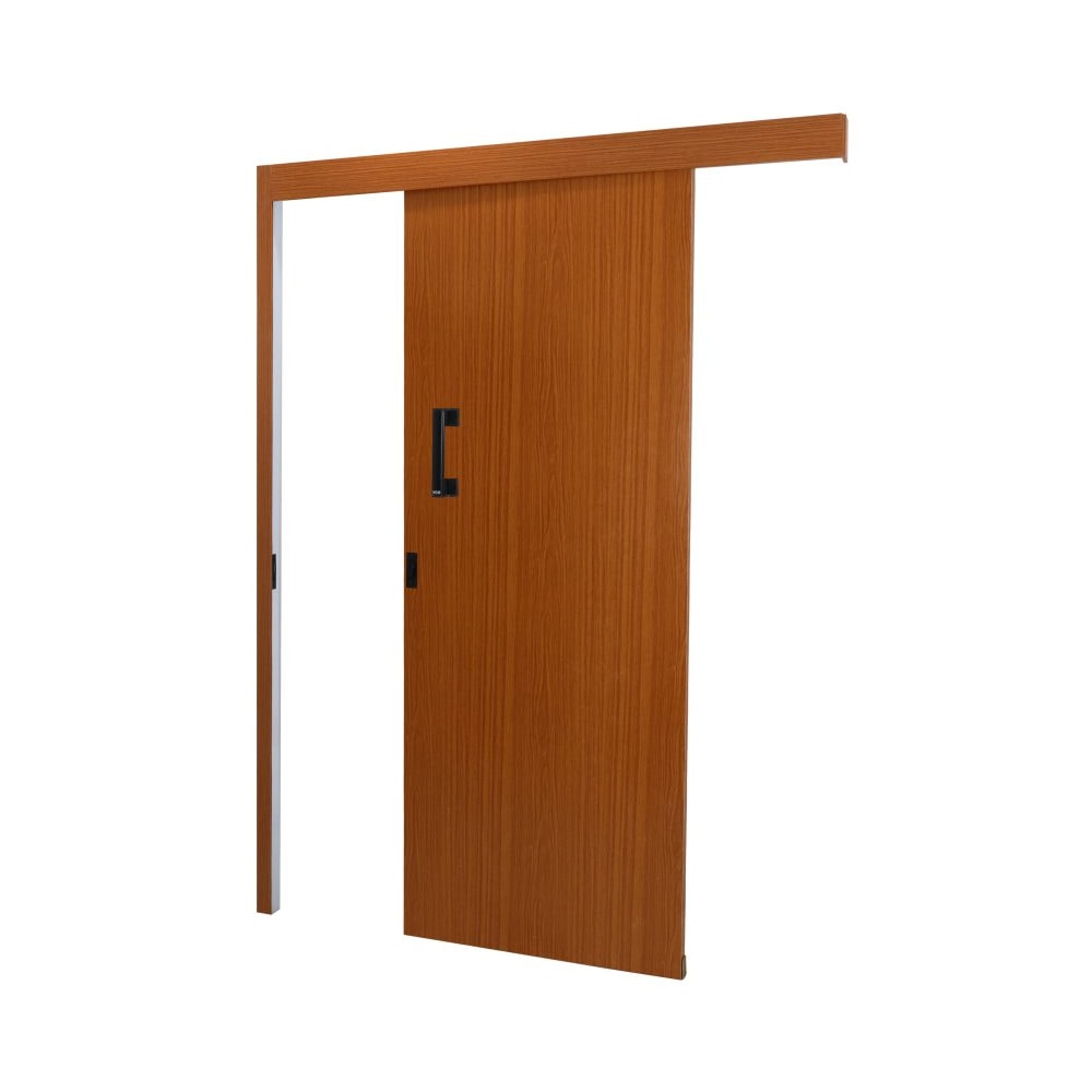 Kit Porta de Correr MGM Melamínica 215X080X06cm Abertura Direita Sobrepor Mogno - 93475