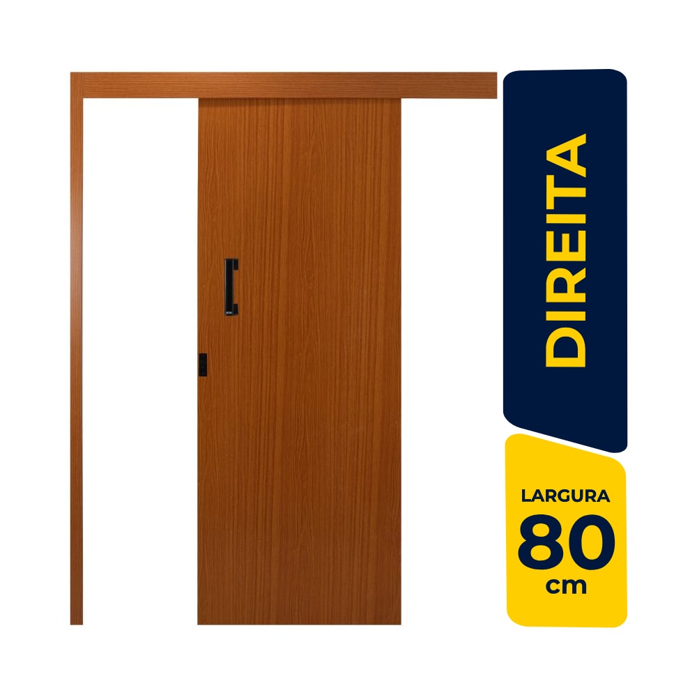 Kit Porta de Correr MGM Melamínica 215X080X06cm Abertura Direita Sobrepor Mogno - 93475