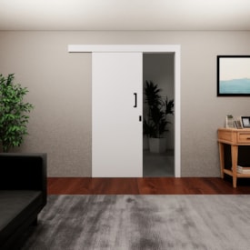 Kit Porta de Correr MGM Melamínica 215X080X06cm Abertura Esquerda Sobrepor Branco - 84390