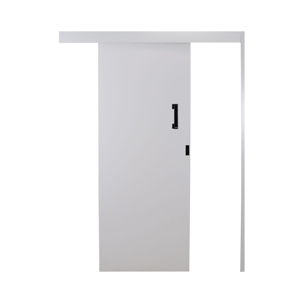 Kit Porta de Correr MGM Melamínica 215X080X06cm Abertura Esquerda Sobrepor Branco - 84390