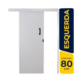 Kit Porta de Correr MGM Melamínica 215X080X06cm Abertura Esquerda Sobrepor Branco - 84390