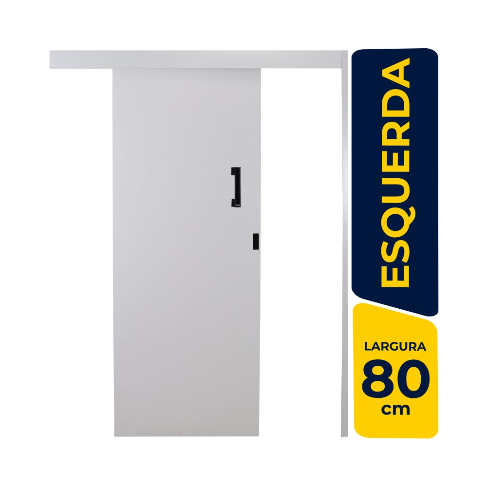 Kit Porta de Correr MGM Melamínica 215X080X06cm Abertura Esquerda Sobrepor Branco - 84390