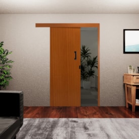 Kit Porta de Correr MGM Melamínica 215X090X06cm Abertura Esquerda Sobrepor Mogno - 56067