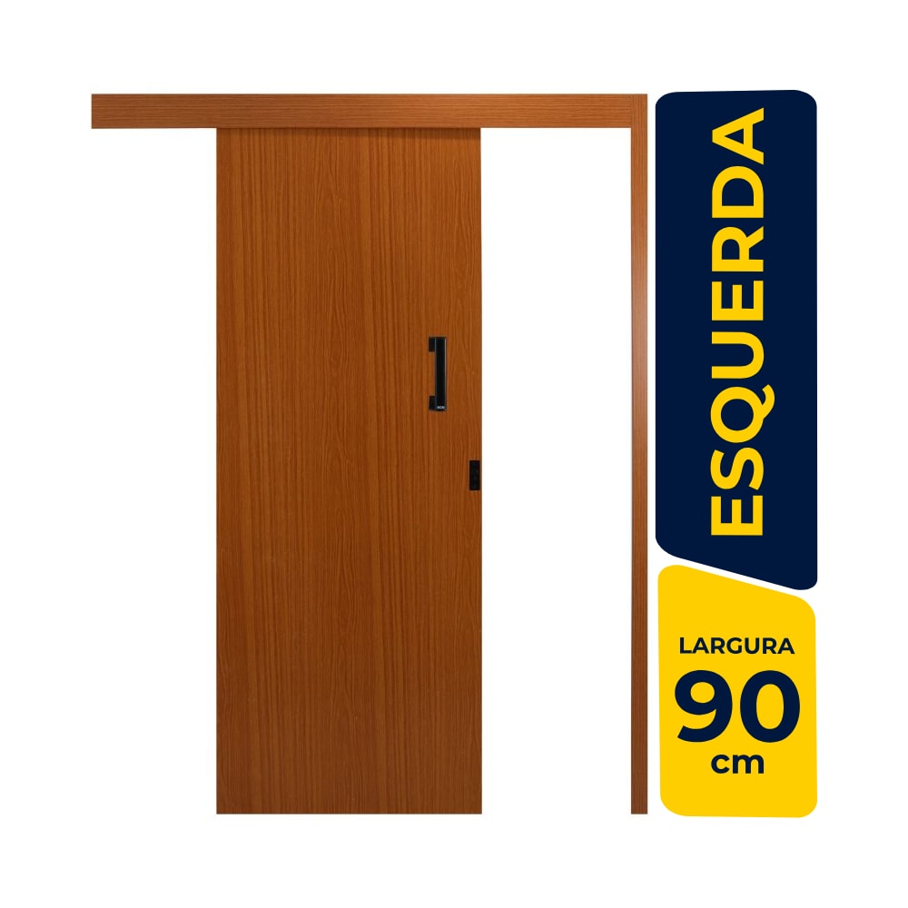 Kit Porta de Correr MGM Melamínica 215X090X06cm Abertura Esquerda Sobrepor Mogno - 56067