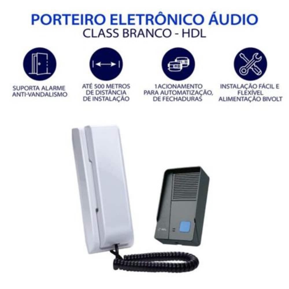 Kit Porteiro Eletrônico com Interfone HDL Class F8 Branco - AZS01