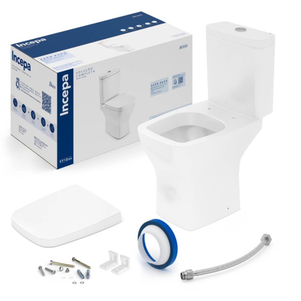 Kit Vaso Sanitário Bacia com Caixa Acoplada Incepa Boss Branca - 89723