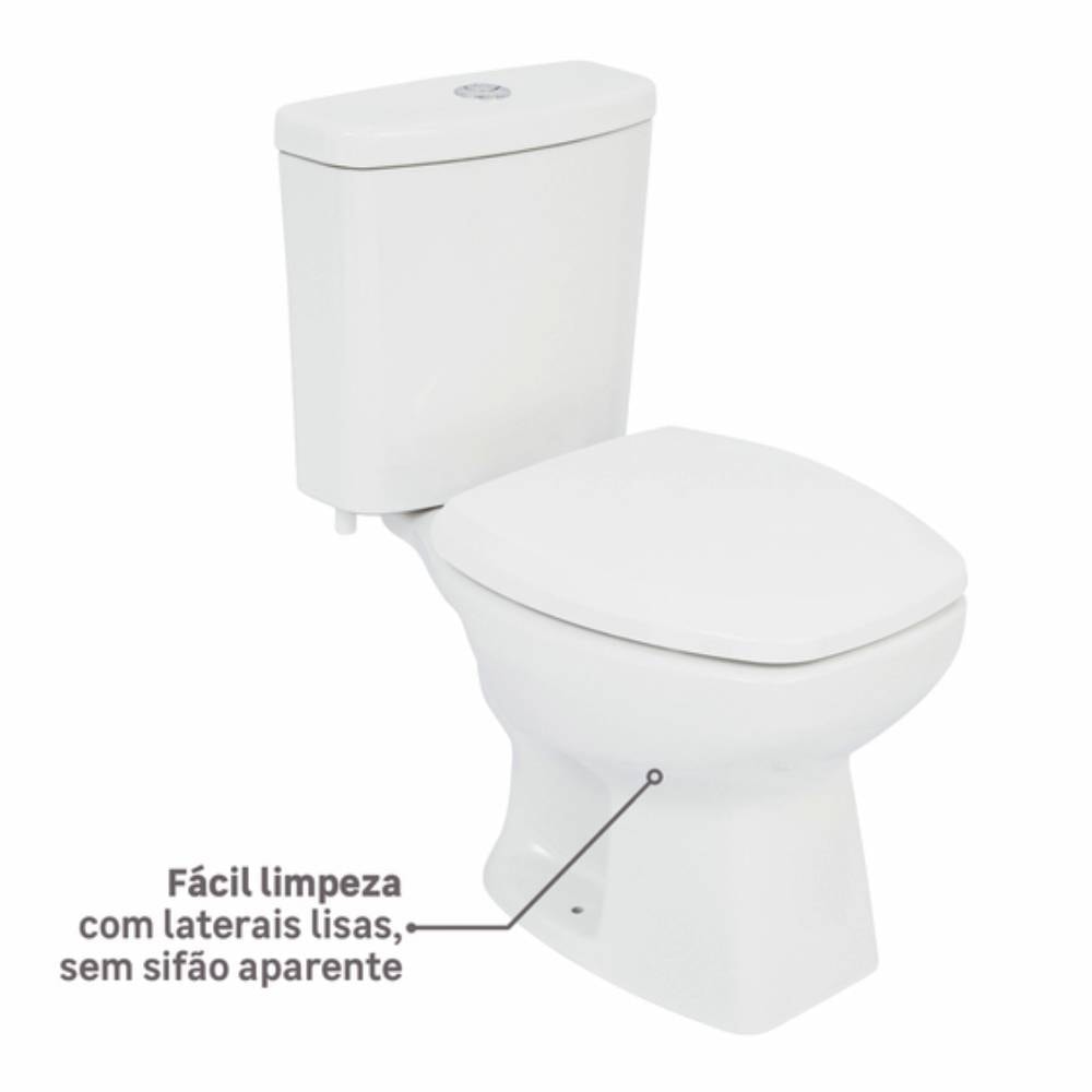 Kit Vaso Sanitário Bacia com Caixa Acoplada Incepa Thema Branca - 1257230010100