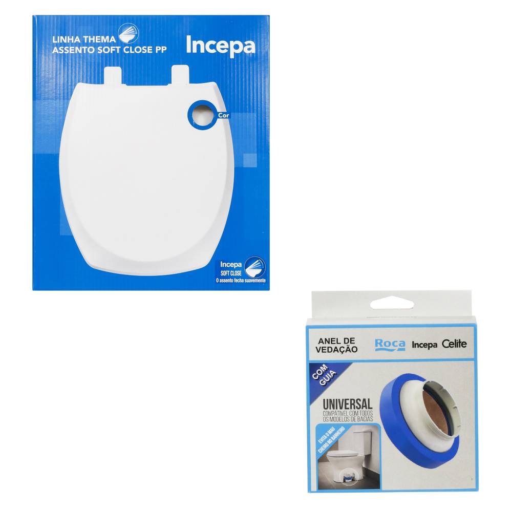 Kit Vaso Sanitário Bacia com Caixa Acoplada Incepa Thema Branca - 1257230010100